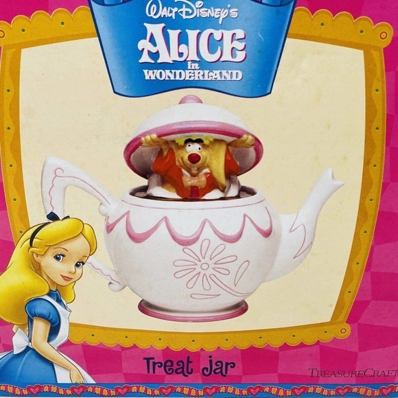 Disney Treasure Craft Alice in Wonderland Teapot Treat jar cookie jar In Box - Picture 2 of 9